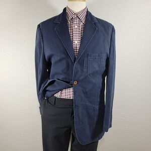 Robert Graham Men's Sport‎ Coat Blazer Two Button Navy Blue 100% Cotton Size XL